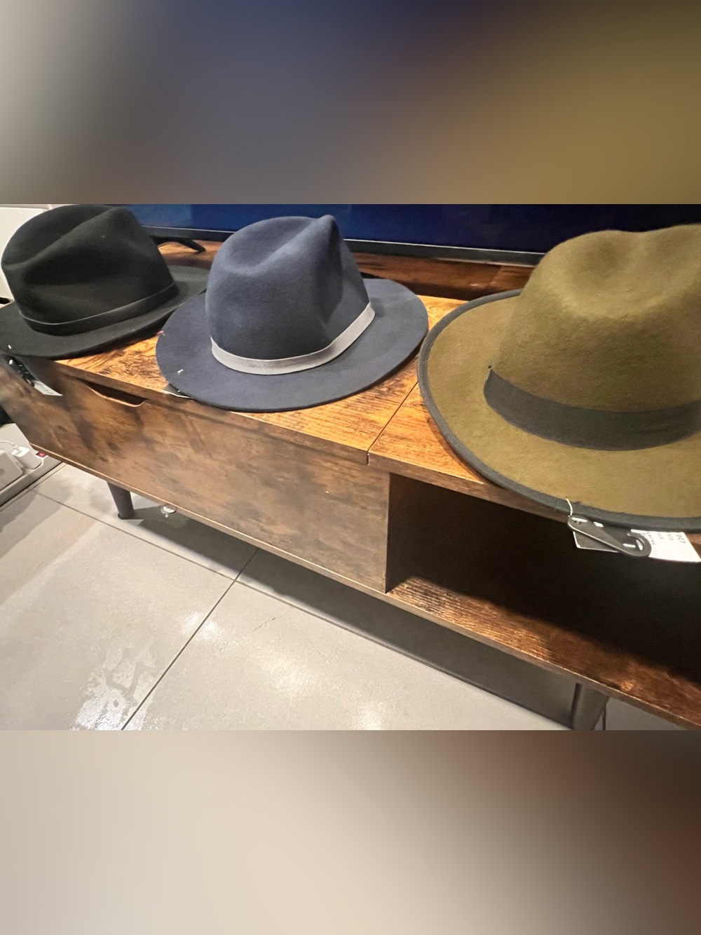 Topman Black, Navy and Olive Felt Fedora Hat Trio